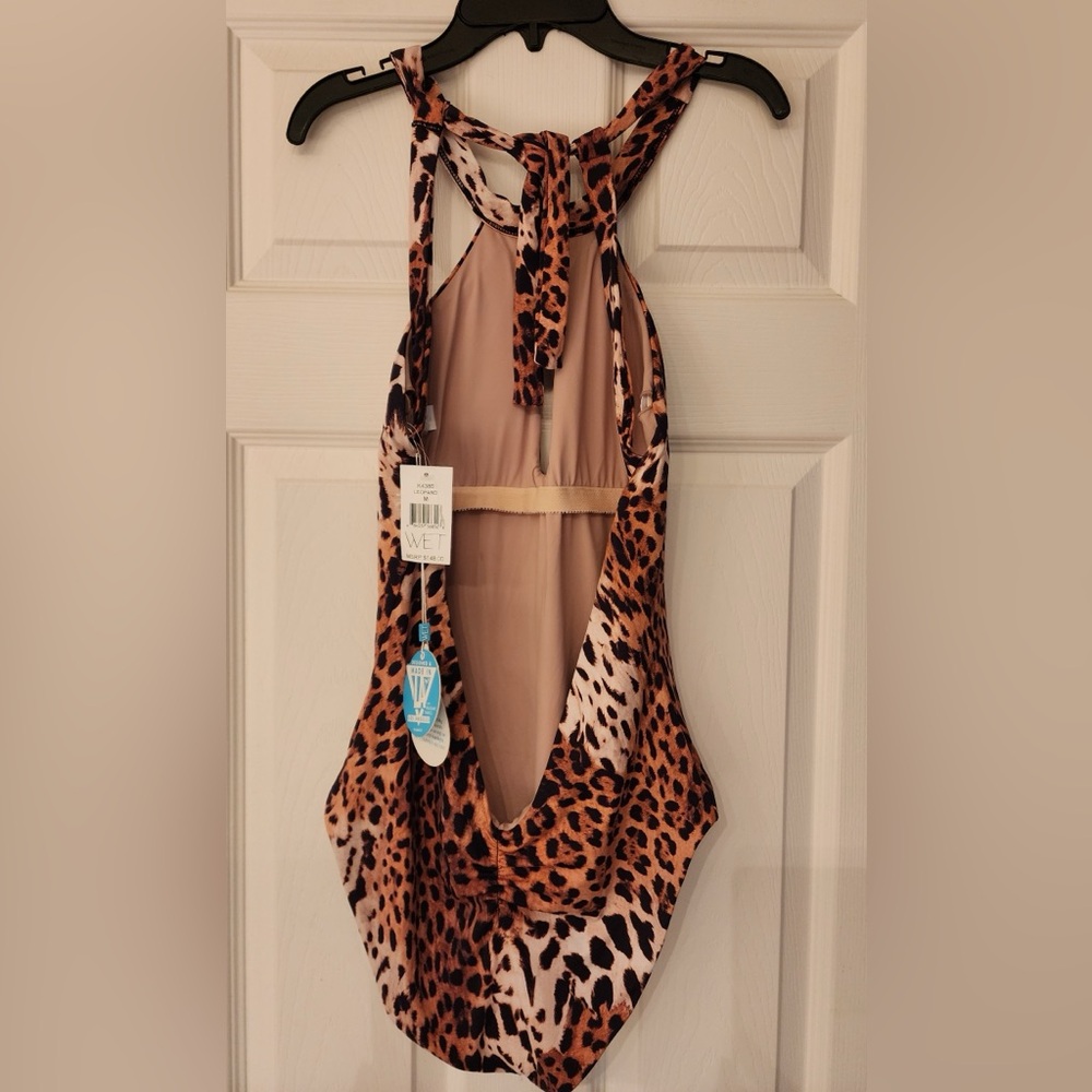 WET Swimwear Amara Leopard Halter Women’s One Piece Swimsuit Size XS & Medium - Picture 4 of 11